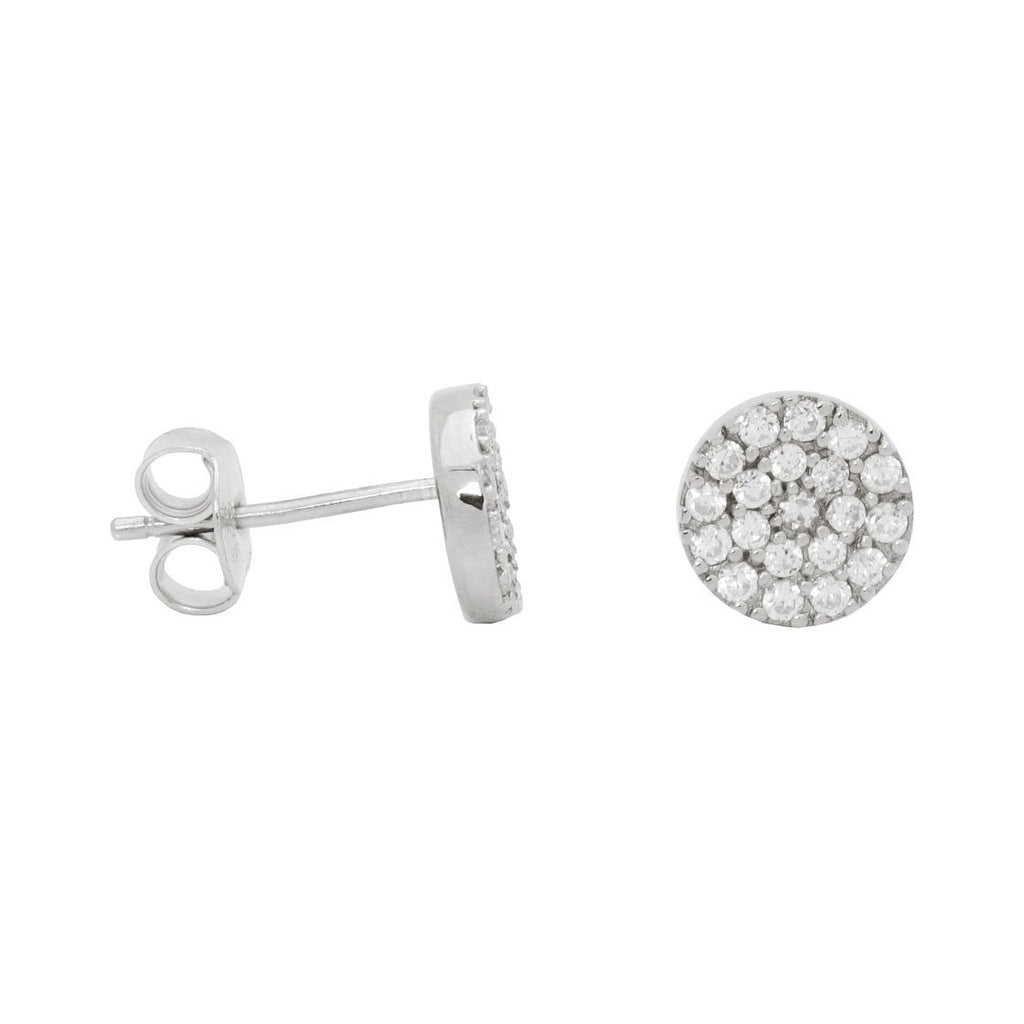Silver Pave Disc Studs