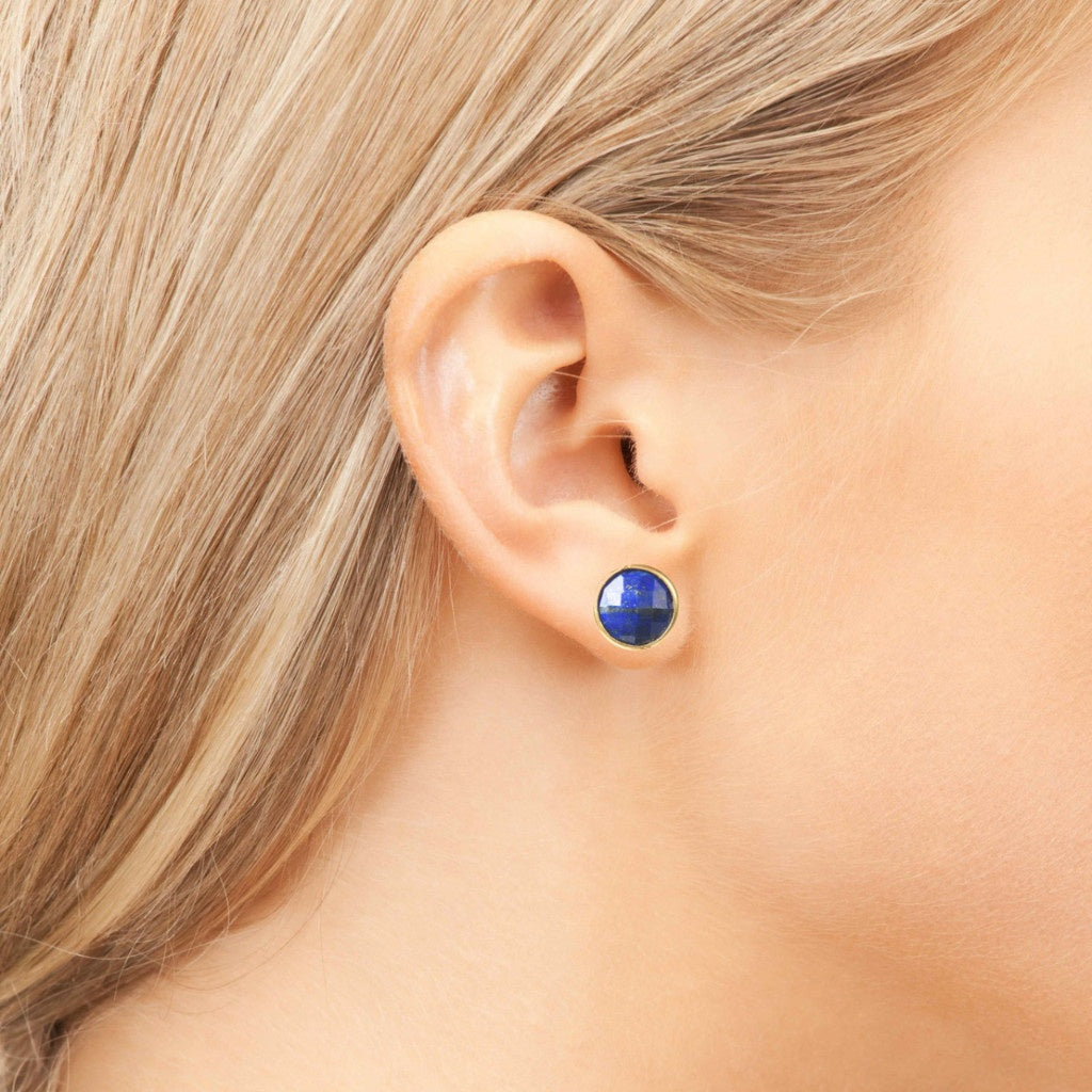Gold and Lapis Lazuli Circle Studs