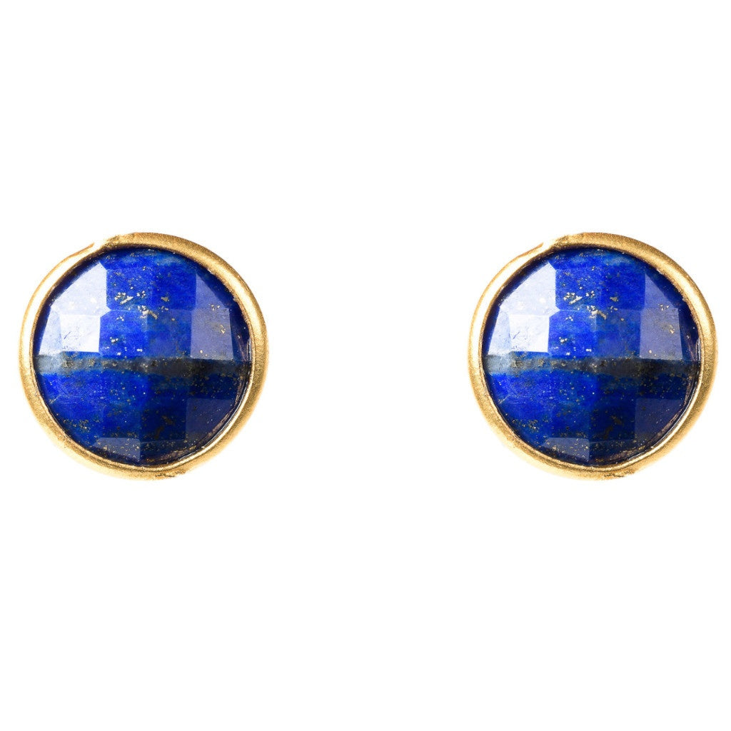 Gold and Lapis Lazuli Circle Studs