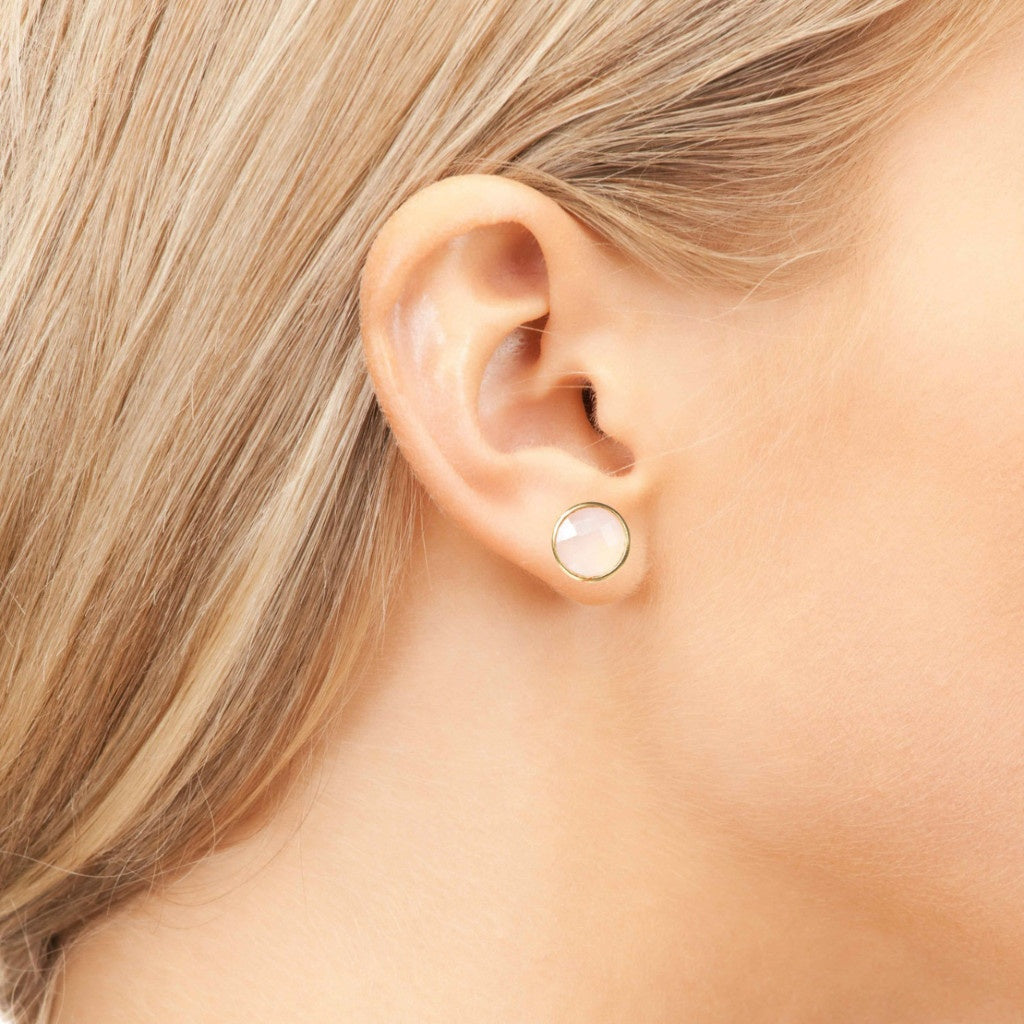 Rose Quartz Rose Gold Studs