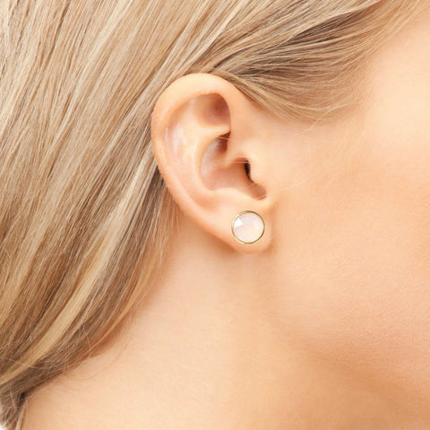 Rose Quartz Rose Gold Studs