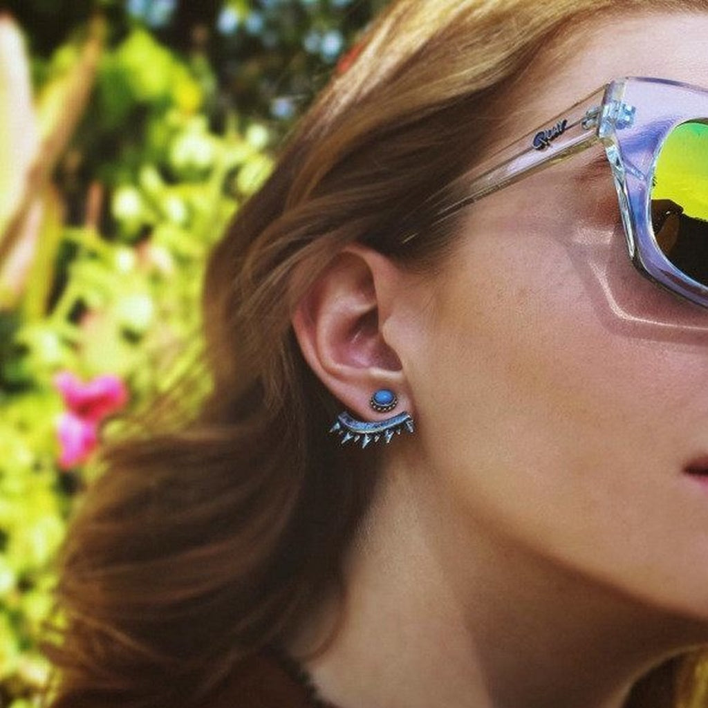 Eyes of Mars Turquoise and Antique Silver Ear Jackets