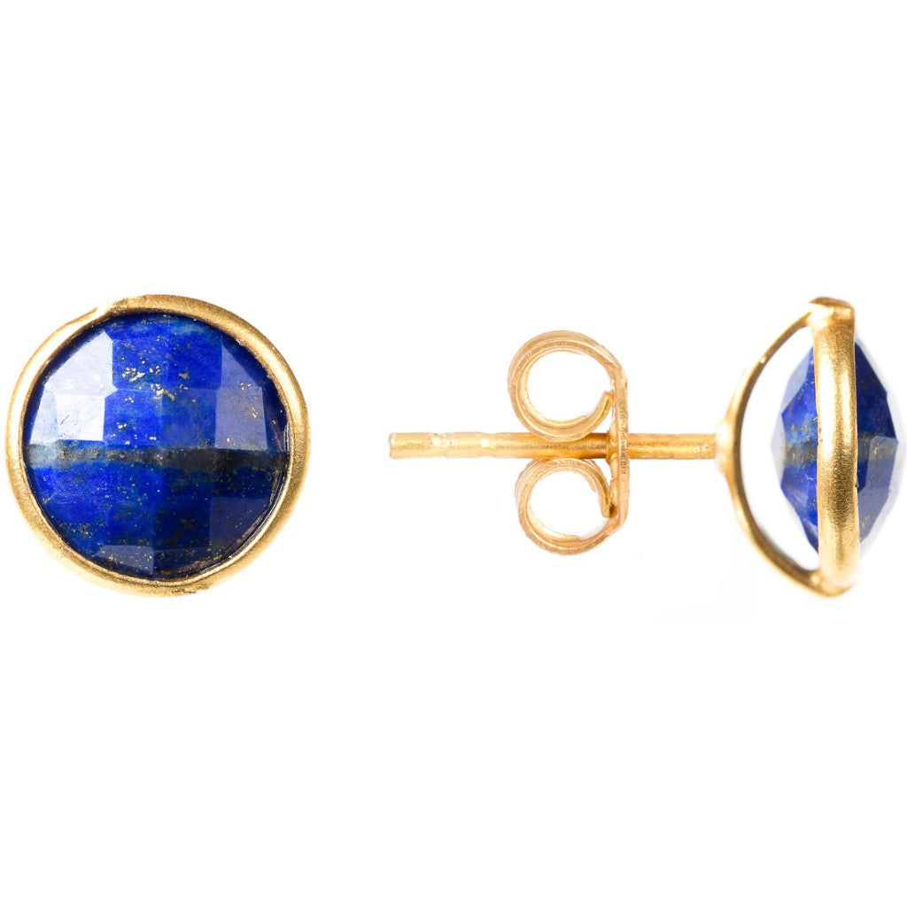 Gold and Lapis Lazuli Circle Studs