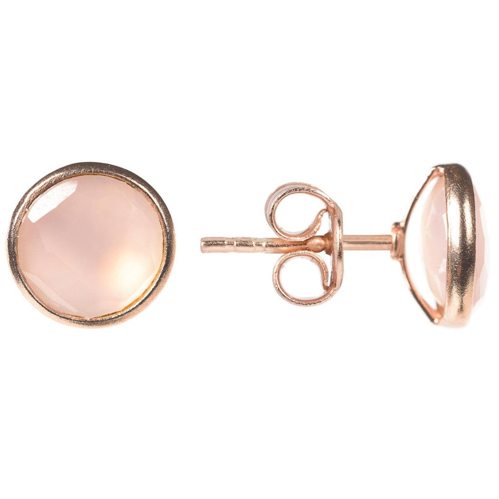 Rose Quartz Rose Gold Studs